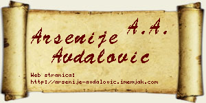 Arsenije Avdalović vizit kartica